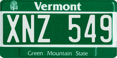 VT license plate XNZ549