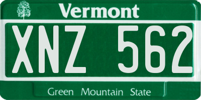 VT license plate XNZ562