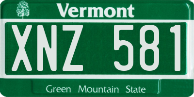 VT license plate XNZ581