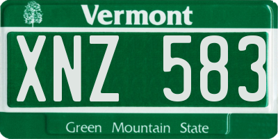 VT license plate XNZ583