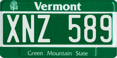 VT license plate XNZ589
