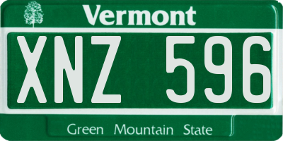 VT license plate XNZ596