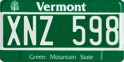 VT license plate XNZ598