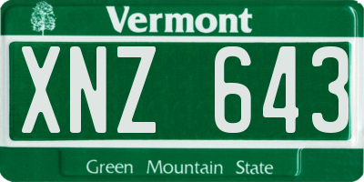 VT license plate XNZ643