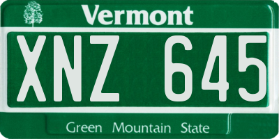 VT license plate XNZ645