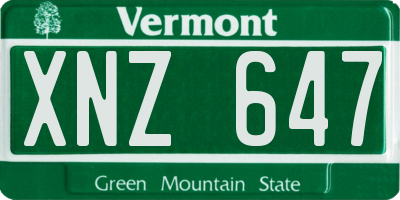 VT license plate XNZ647