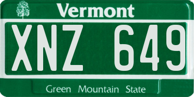 VT license plate XNZ649