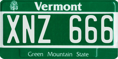VT license plate XNZ666