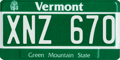 VT license plate XNZ670