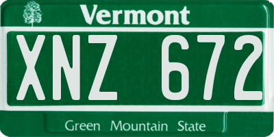 VT license plate XNZ672