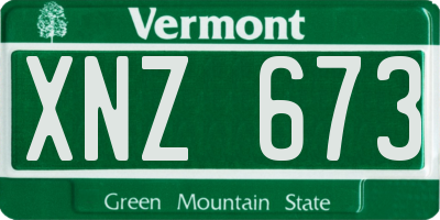 VT license plate XNZ673