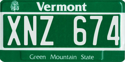 VT license plate XNZ674
