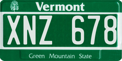 VT license plate XNZ678