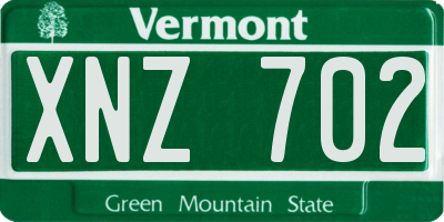 VT license plate XNZ702