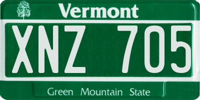 VT license plate XNZ705