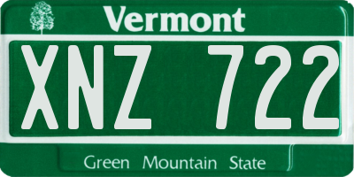 VT license plate XNZ722