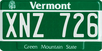 VT license plate XNZ726