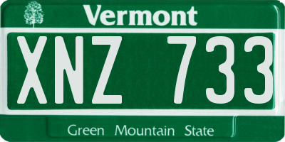 VT license plate XNZ733