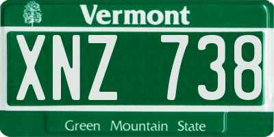 VT license plate XNZ738
