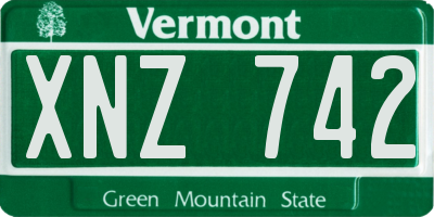 VT license plate XNZ742