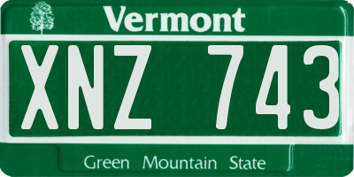 VT license plate XNZ743