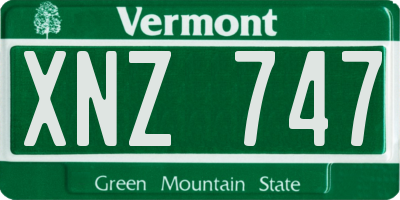 VT license plate XNZ747