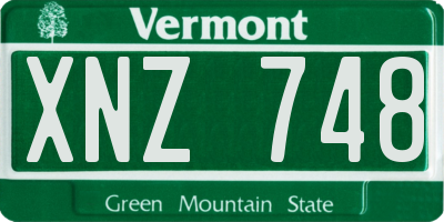 VT license plate XNZ748