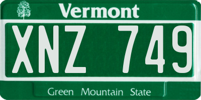 VT license plate XNZ749