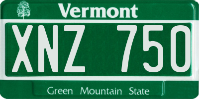 VT license plate XNZ750