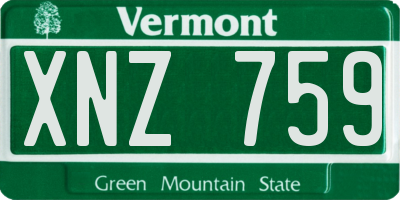 VT license plate XNZ759