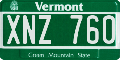 VT license plate XNZ760