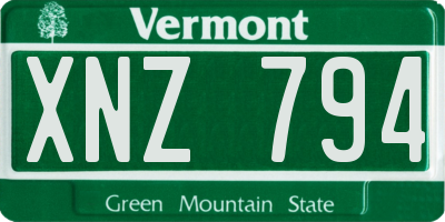VT license plate XNZ794