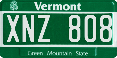 VT license plate XNZ808