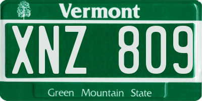 VT license plate XNZ809