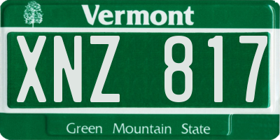 VT license plate XNZ817