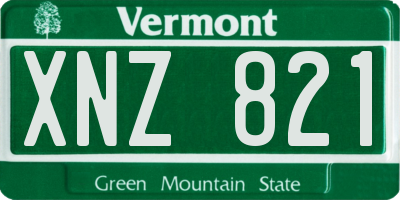 VT license plate XNZ821