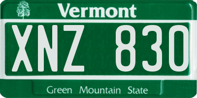 VT license plate XNZ830