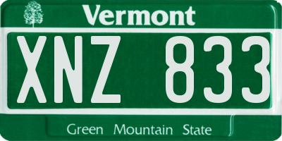 VT license plate XNZ833