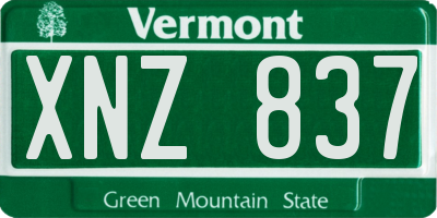 VT license plate XNZ837