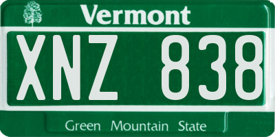 VT license plate XNZ838