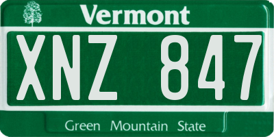 VT license plate XNZ847