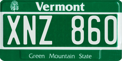 VT license plate XNZ860