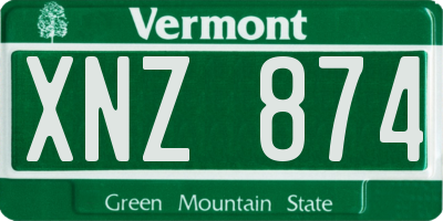 VT license plate XNZ874