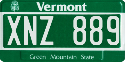 VT license plate XNZ889