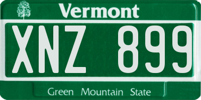 VT license plate XNZ899