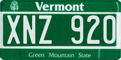 VT license plate XNZ920