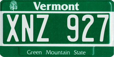 VT license plate XNZ927