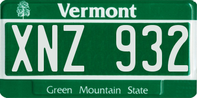 VT license plate XNZ932