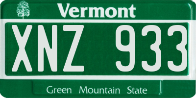 VT license plate XNZ933