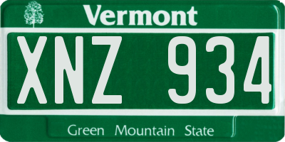 VT license plate XNZ934